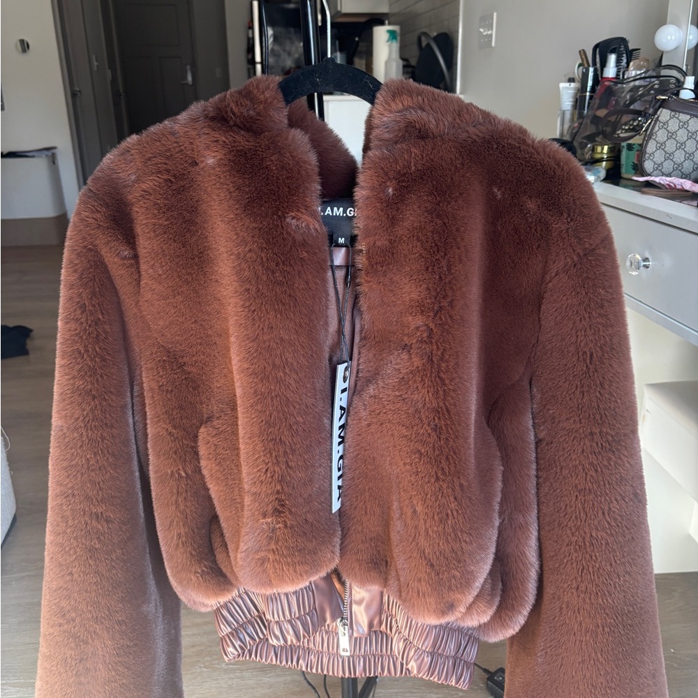 Brown Faux Fur Jacket I.AM.GIA